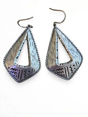 Silpada Silver Etched Open-Frame Dangle Earrings